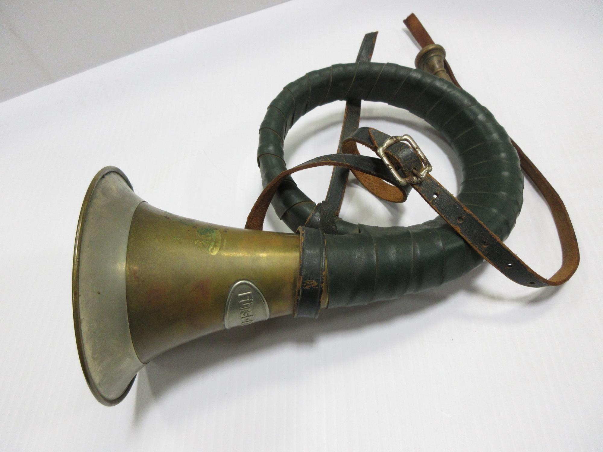 Furst Pless Hunting horn With Belt Shooting Warning Horse Boating New Furst Pless Hunting horn With Belt Shooting Warning Horse Boating New