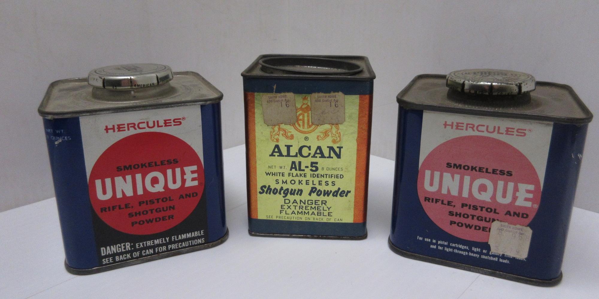 Albrecht Auctions | (3) Empty Powder Tins, Includes: (2) Hercules and Alcan