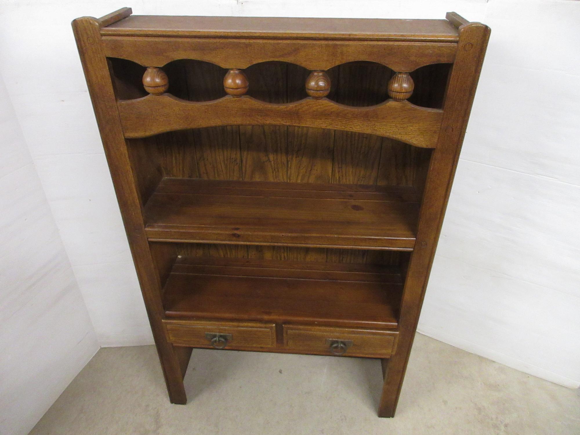 Albrecht Auctions | Older Oak Two-Drawer/Two-Shelf Bookshelf