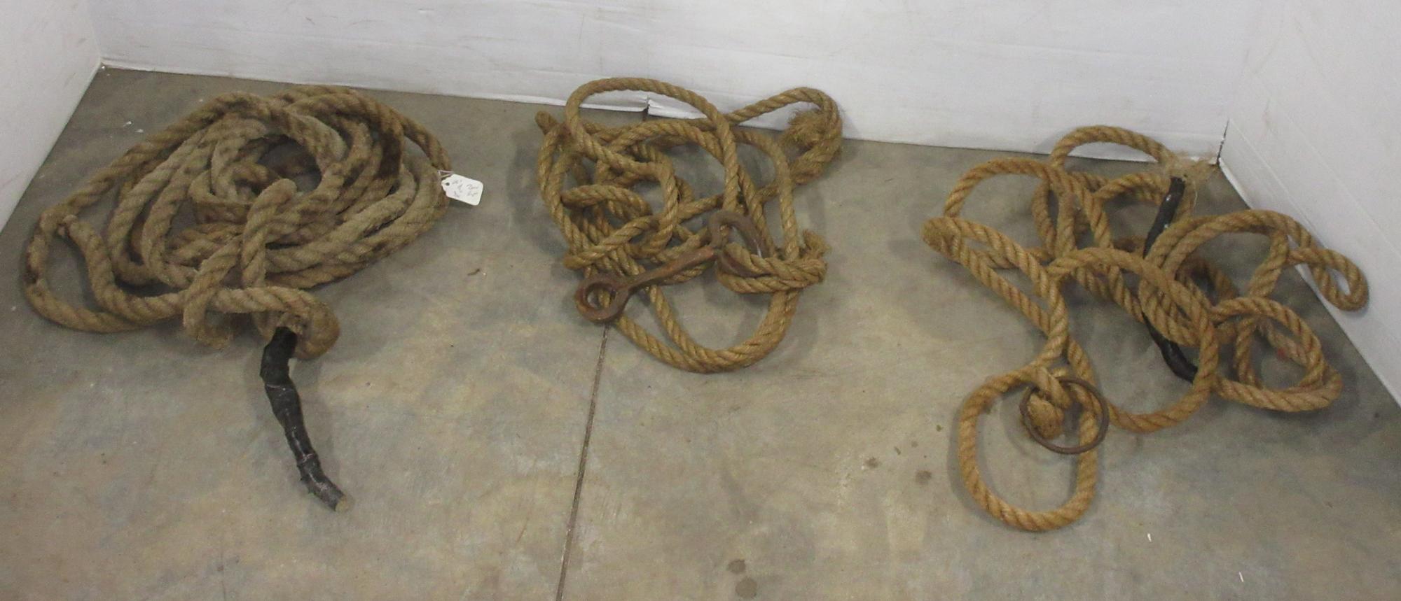 Albrecht Auctions | (3) Older Barn Ropes, Include: One- 3/4