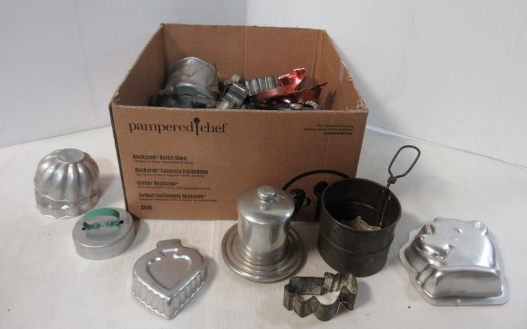 Box of Older Metal Cookie Cutters