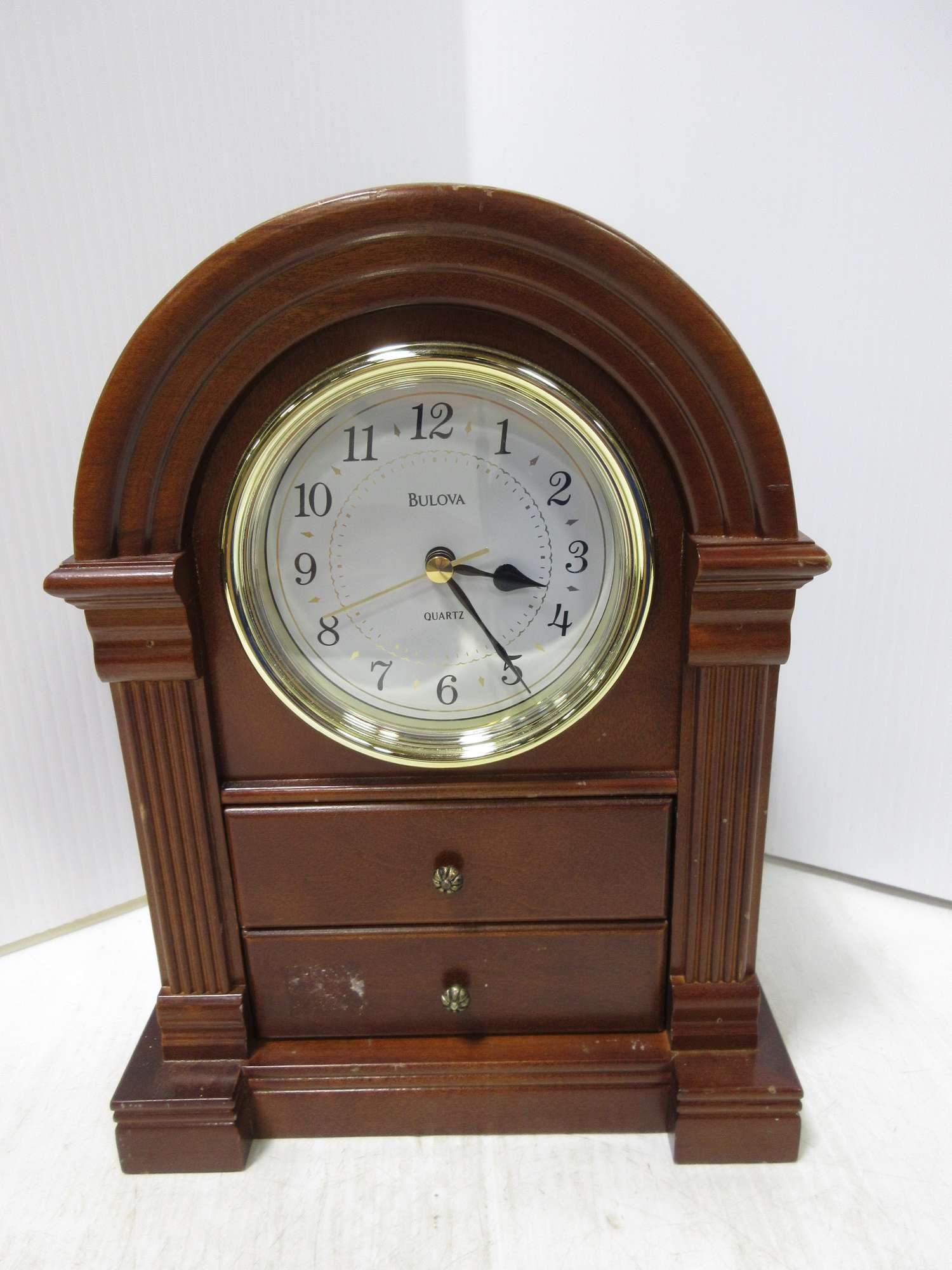 Albrecht Auctions Bulova Quartz Clock Jewelry Box