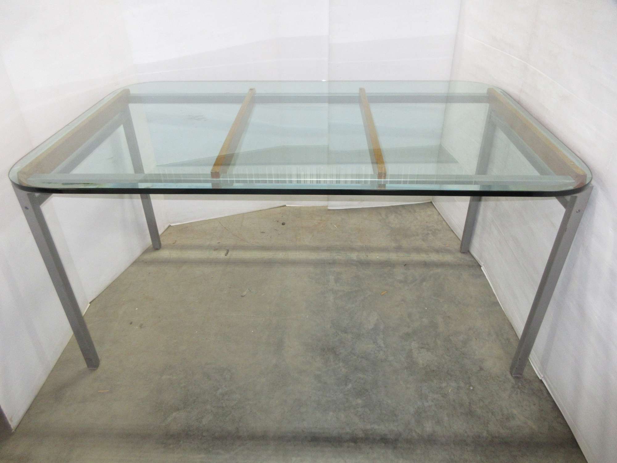 Albrecht Auctions Glass Top Table on Metal Frame