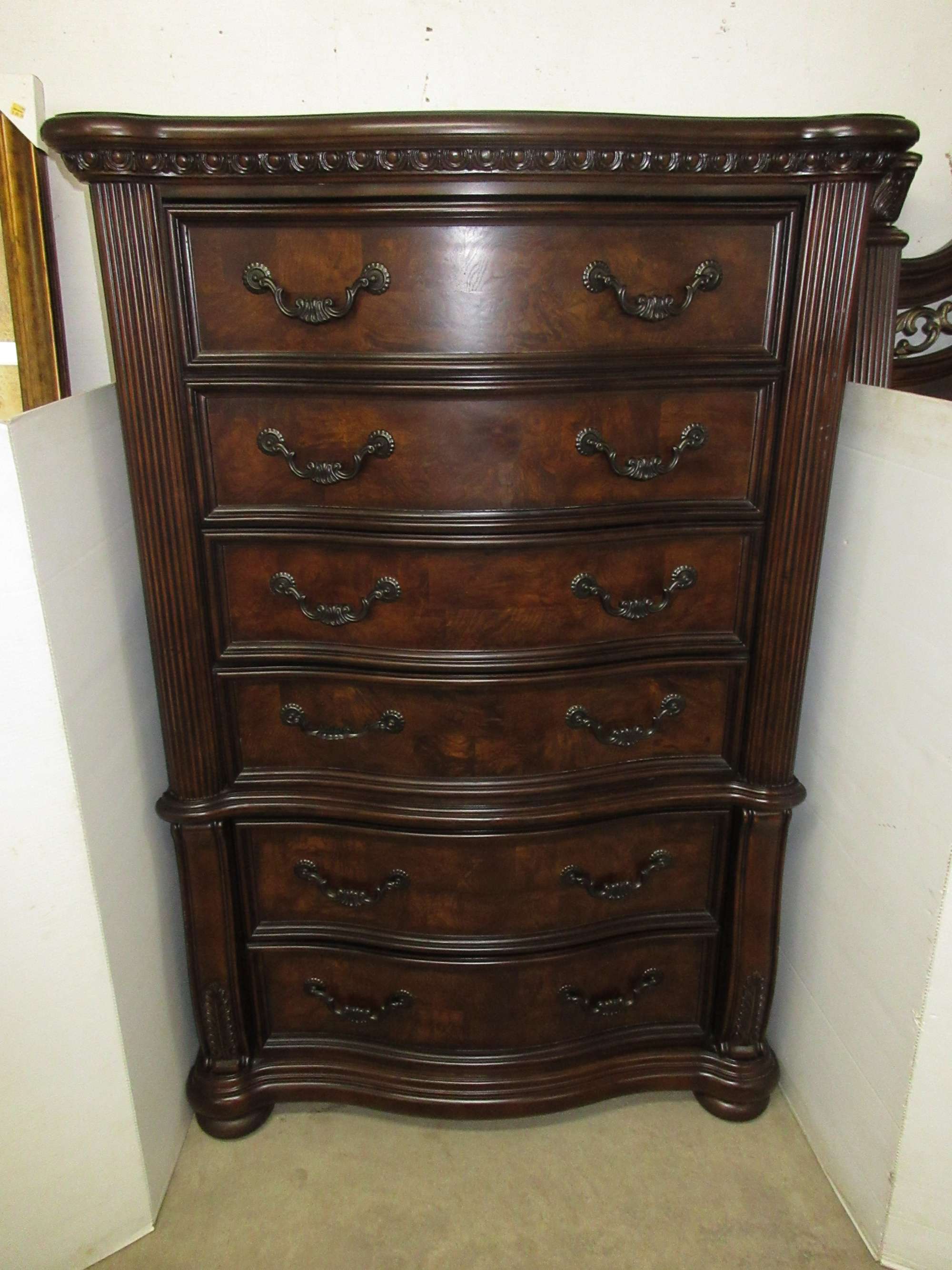 Albrecht Auctions Large SixDrawer Dark Wood Grand Style Tall Bedroom