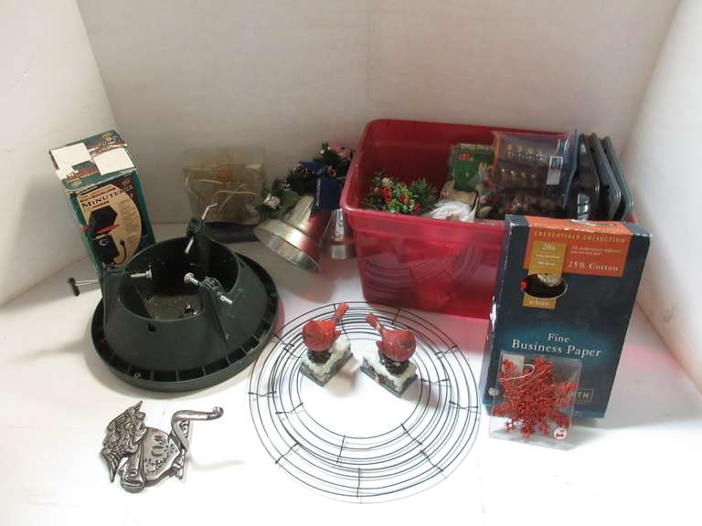 Small and Big Tree Stands, Outdoor Timers, Metal Stocking Holder, (2) Large Bells, (3) Cookie Christmas Sheets, Angel Tree Topper, Bulbs, and More