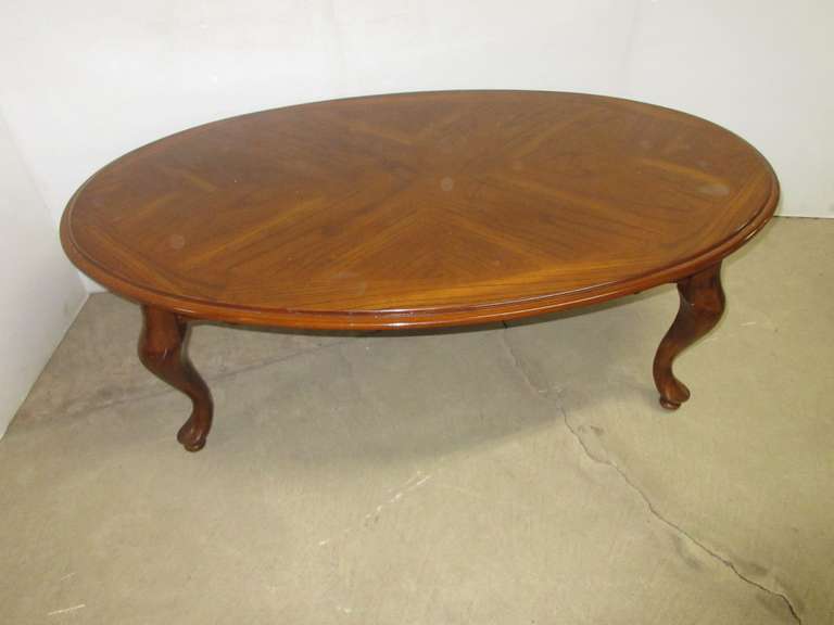 Solid Wood Oval Coffee Table with Claw Foot Legs