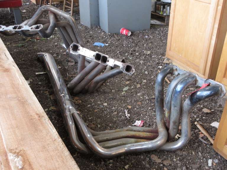 (3) Chrome Headers for a Small Block Chevy Engine: 1- Matching Pair and 1- Extra For Driver's Side