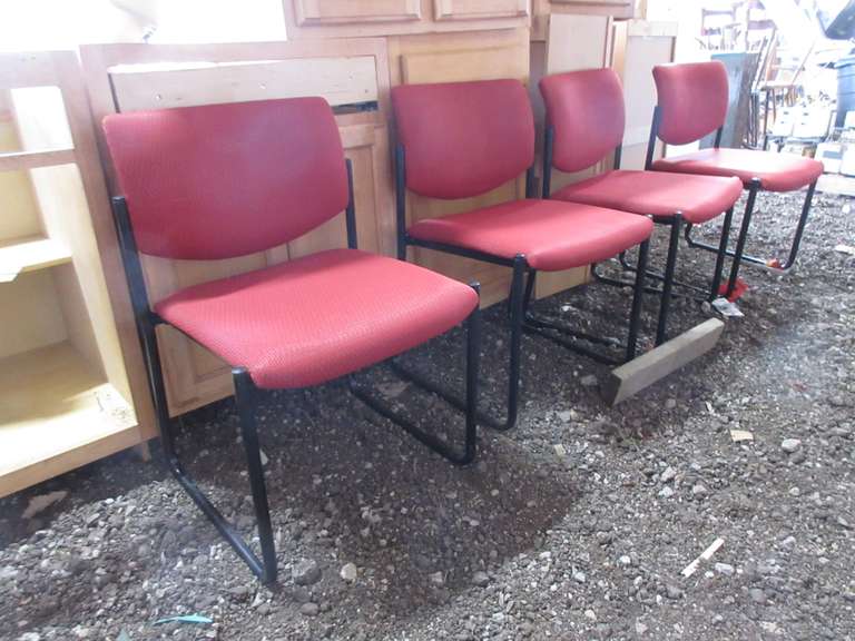 (4) Steelcase Office Chairs, Solid Metal Base