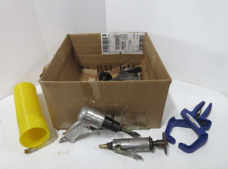 Misc. Tools, Include: Expandable Airline, Irwin Quick Grip Clamp, (2) Die Grinders, 6" C-Clamp, and Air Chisel 