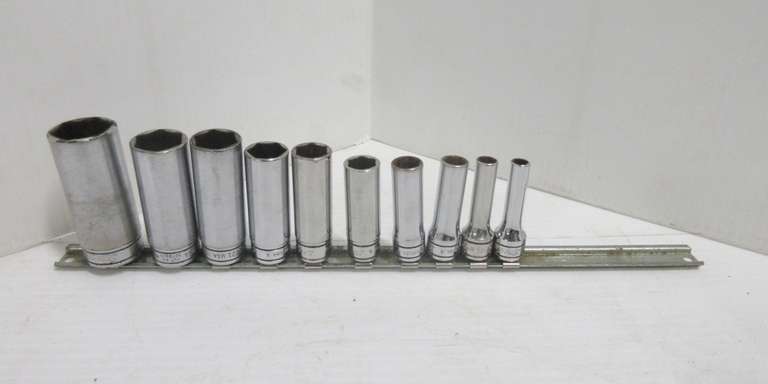 (10) Snap-On Deep Sockets, 3/8" Drive, 1/4" Through 7/8" 