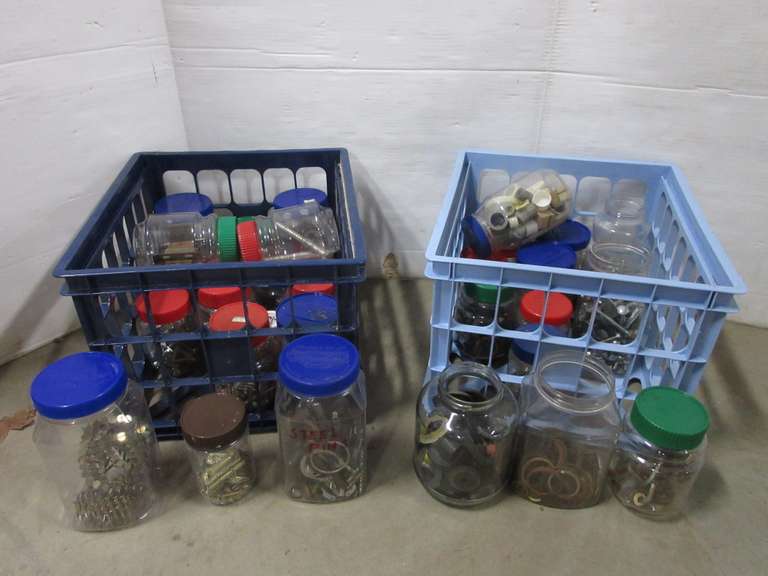 (2) Crates of Assorted Nuts, Bolts, Washers, and Screws