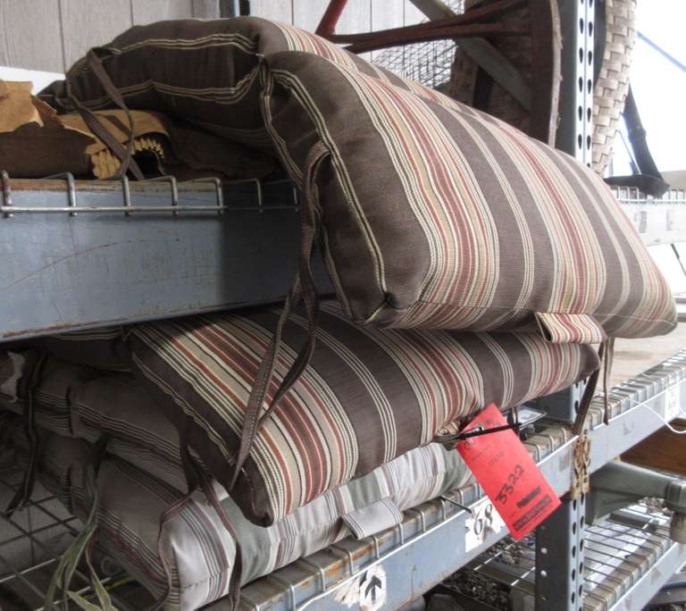 (4) Lawn Chair Cushions: 2- Tan/Brown/Rust Cushions with 2- Green/Tan/Rust