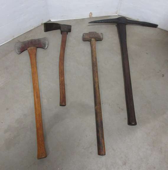 Two-Bladed Axe, Sledge Hammer, Pick Axe, and Adze