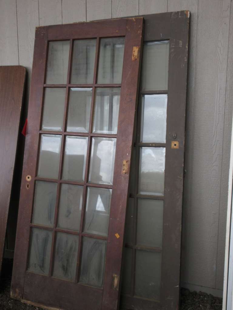 (2) French Doors with Beveled Glass Panes