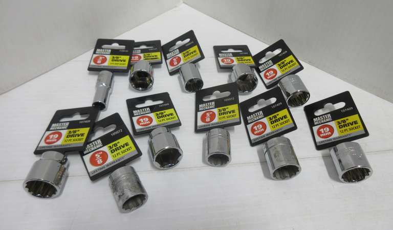 (11) Various Sized 3/8" Drive Sockets