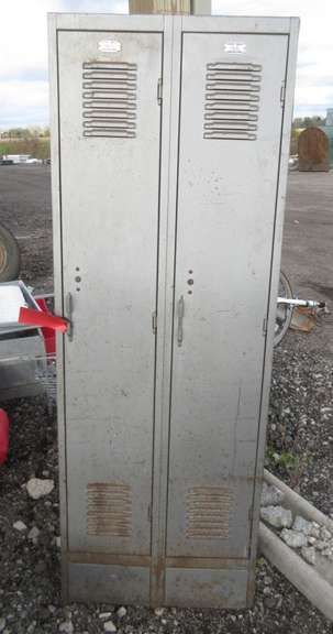 Double Foot Locker, Gray in Color, Has Lockable Hinges, Two Separate Locks/One Unit