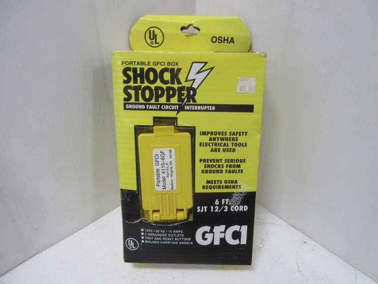 Portable GFCI Box Shock Stopper, SJT 12/3 Cord