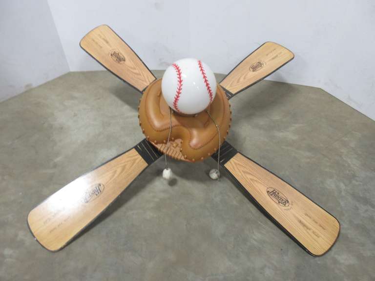 Baseball Themed 44" Ceiling Fan, Reversible Blades