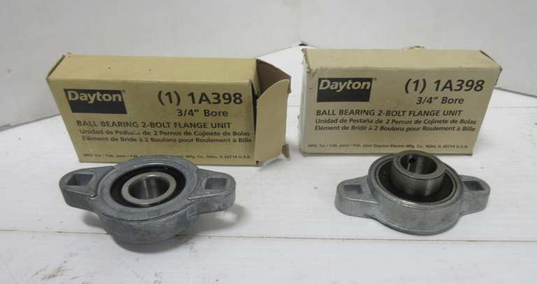 (2) Dayton 3/4" Bore Ball Bearing Two-Bolt Flange Units