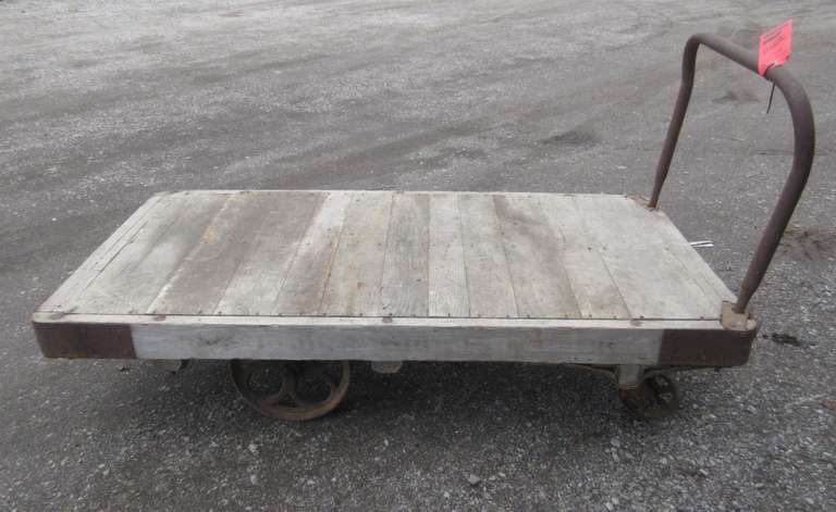 Early Railroad No. 6 Factory Cart, Lansing Company, Lansing, MI, Has Four Cast Iron Wheels