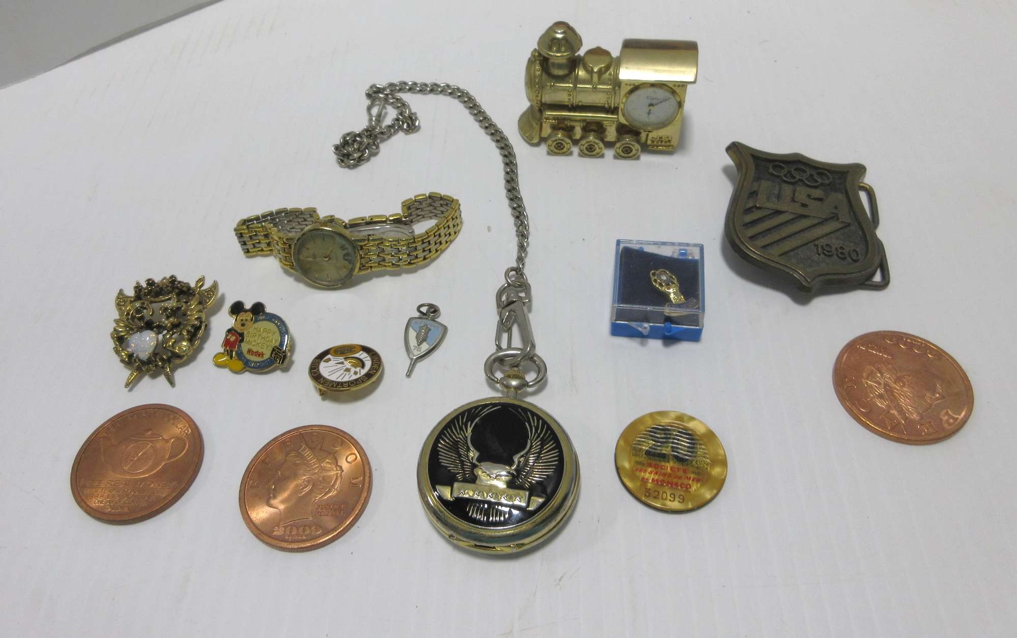 Albrecht Auctions | Various Jewelry, Elgin Clock, Pins, and Coins