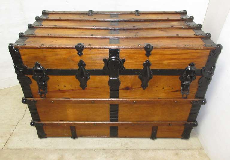 Flat Top Trunk, Circa 1890s, Made by Whittle Trunk and Bag Co.