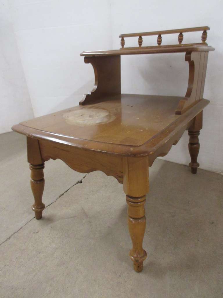 Vintage 1970s Wooden Two-Tier Coffee Table