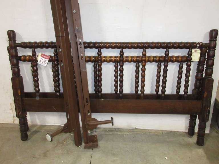 Antique Wooden Headboard and Footboard with Frame, Full Size