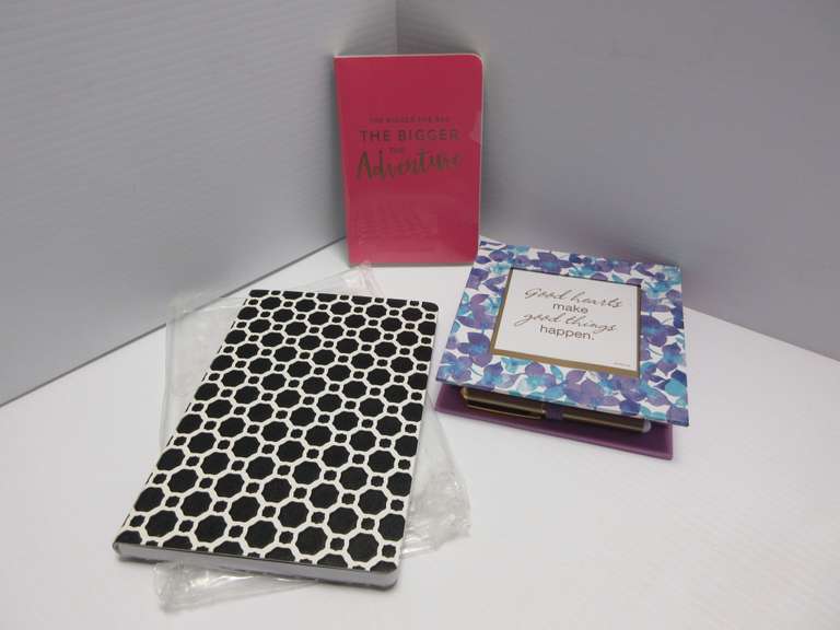 (3) Journals, Include: Vera Bradley Laser Cut Journals "Midnight Geometric", and Hallmark Desk Set with Frame