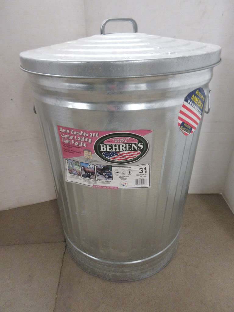 Behrens 31-Gallon Trash Can, Metal