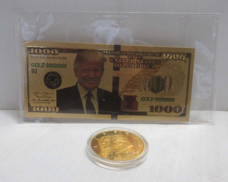 Trump Gold Bill and Trump 2017 Gold Coin