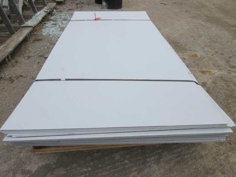 (65) Sheets of Light Gray Fiberglass Sheets, All Sheets Have a Light Gray Pebble Grain Vinyl Surface on One Side, Good for Walls and Ceiling in Poles Barns, Workshops, Garages, Dairy or Pig Barns, Lightweight, Good for Deer Blinds