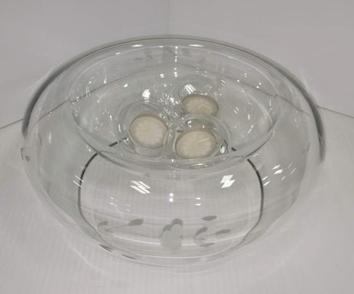 Princess House Heritage Steched Floating Candle Centerpiece, Includes (3) Floating Votives, and (3) Candles