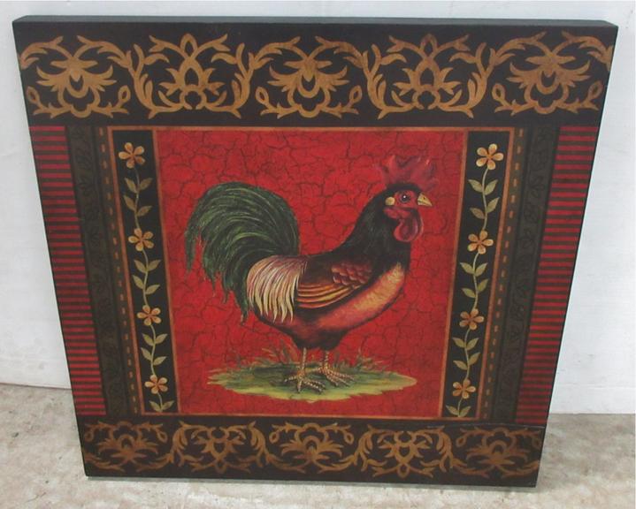 Farmhouse Rooster Painting Print on Wood