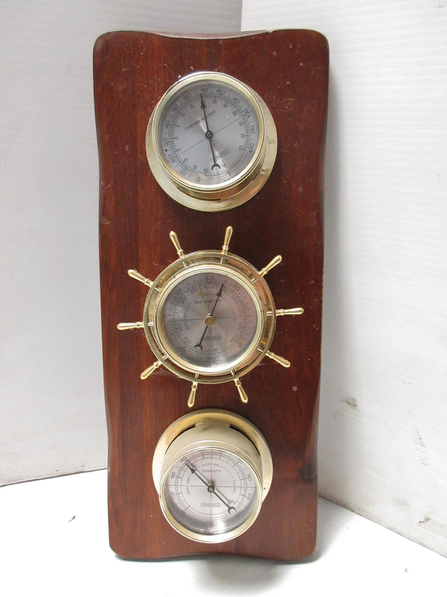 Albrecht Auctions Nautical Thermometer, Barometer, and Hygrometer