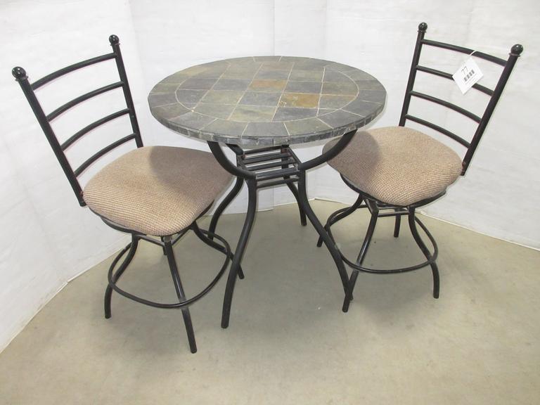 Tile Top Metal Bistro Table with (2) Stools