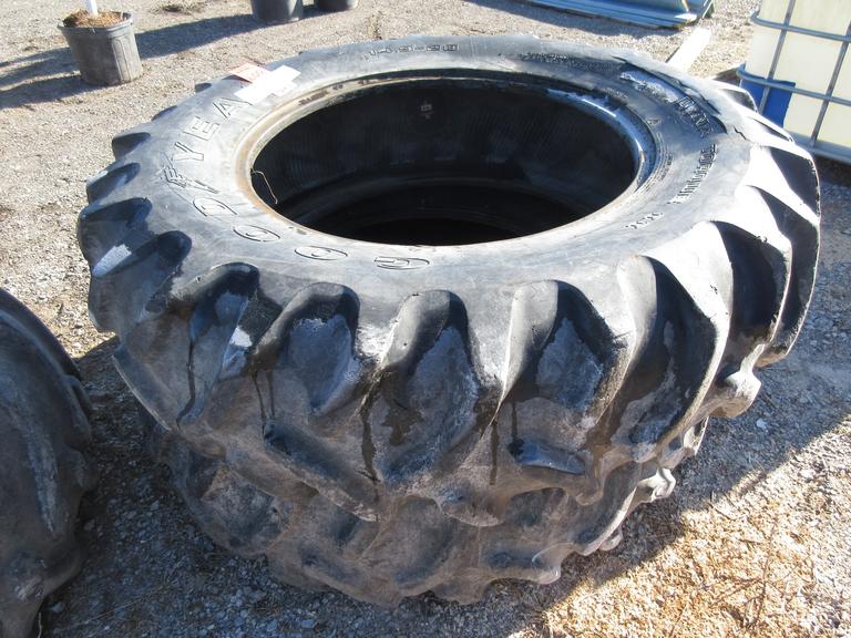 (2) 14.9-28 Goodyear Agtred Tires, 55% Tread, 1- Has Boot