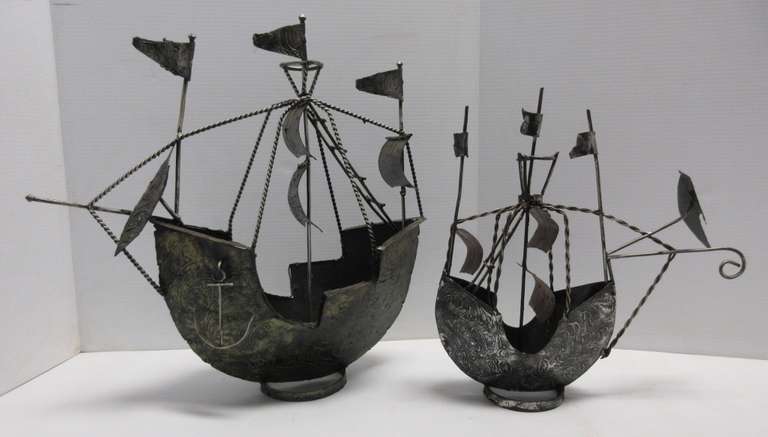Set of (2) Metal Spanish Boats