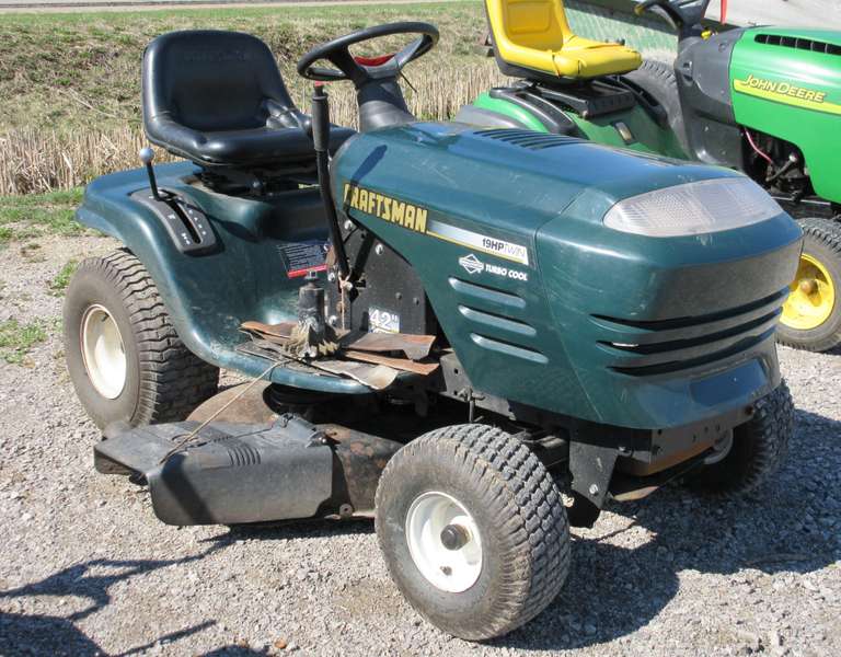 Craftsman Riding Lawn Mower, 42" Cut, 19 HP Twin Cylinder Engine, (3) Extra Blades, Key in Office