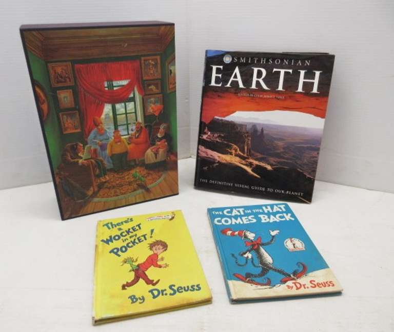 Collectible and Classic Books, Include: "The Cat in the Hat Comes Back", 1958; "There's a Wocket in My Pocket", 1974; "Coffee Table Smithsonian Book "Earth", 2009; "The Complete Far Side Set, Volume I 1980-86, Volume 2 1987-94, Copyright 2003