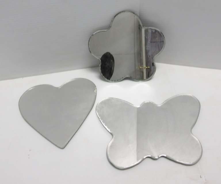 Set of (3) Mirrors, Different Shapes: Butterfly, Scallop, and Heart