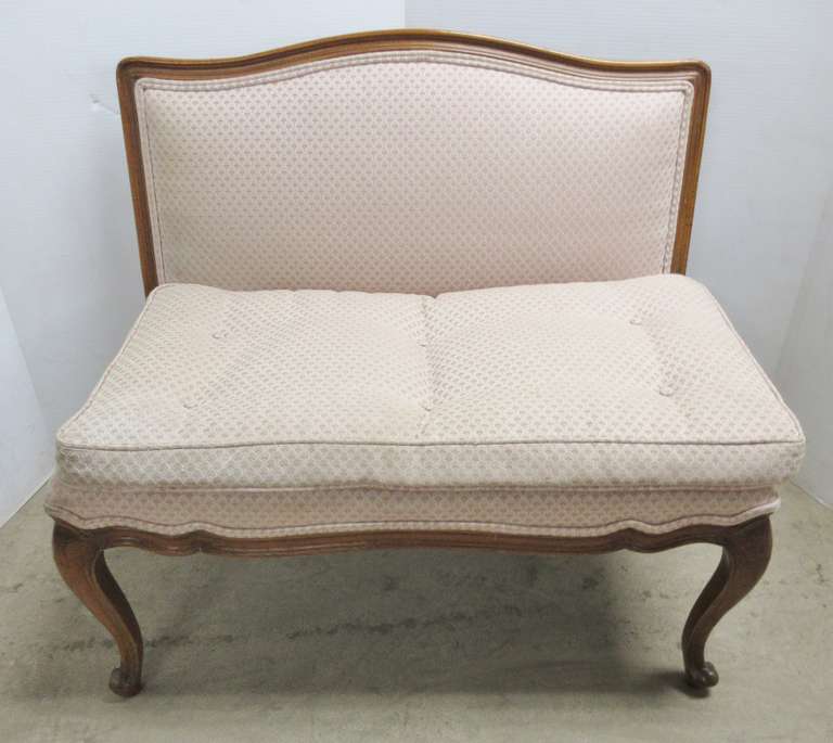 Antique Victorian Two-Seat Bench, Has 2" Tufted Seat, Curved Wood on Back, Sides and Legs, Matches Lot No. 18