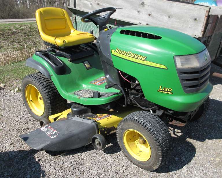 John Deere L120 Riding Mower, 48" Mower Deck, Key in Office