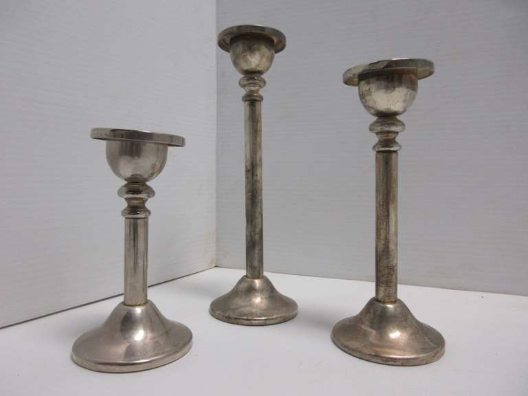 (3) Silver Candlesticks