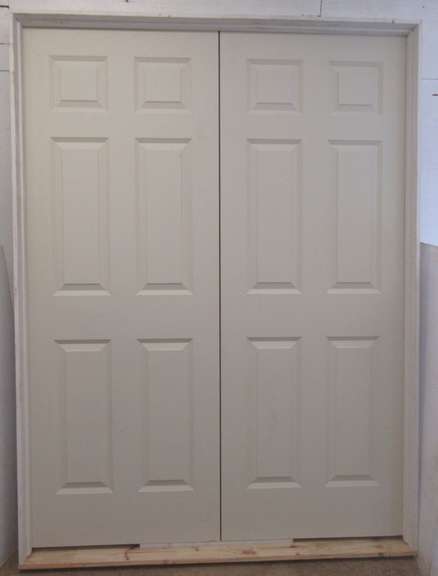 Standard Height Double Door Six-Panel Solid Core Masonite Door with Complete Jamb