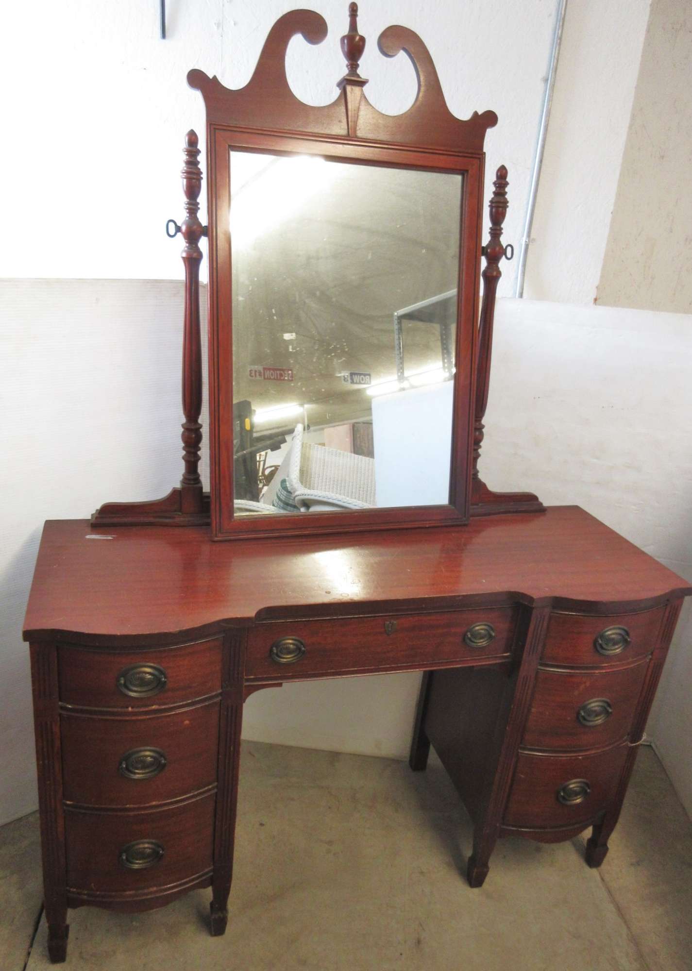 Albrecht Auctions Antique Vanity with Mirror, Dovetail Woodworking
