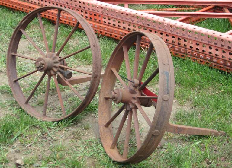 (2) Antique Iron Wagon Wheels