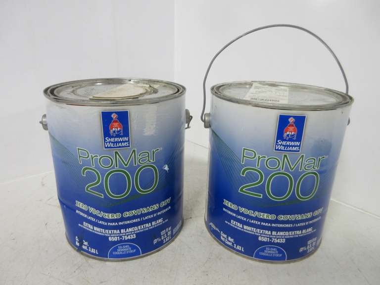 3/4-Gallon and One-Gallon of Extra White Sherwin Williams Promar 200 Interior Latex Paint