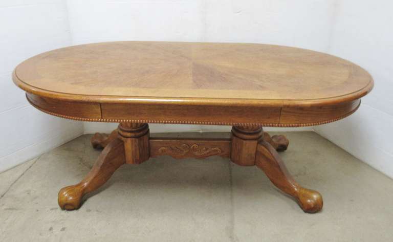 Very Old Solid Oak Coffee Table with Claw Feet, Nicely Designed