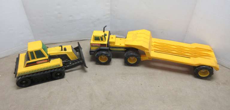 tonka truck trailer and bulldozer